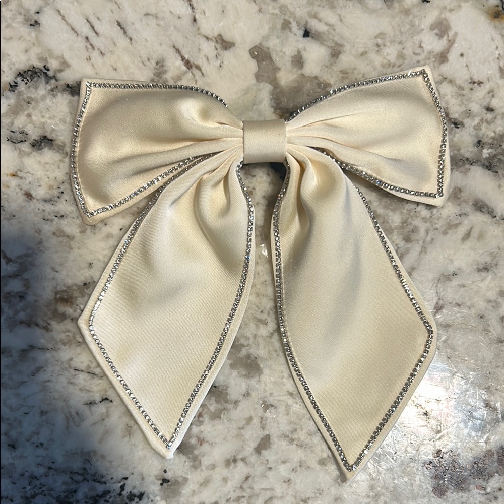 Elegant Cream Bow with Silver Accents